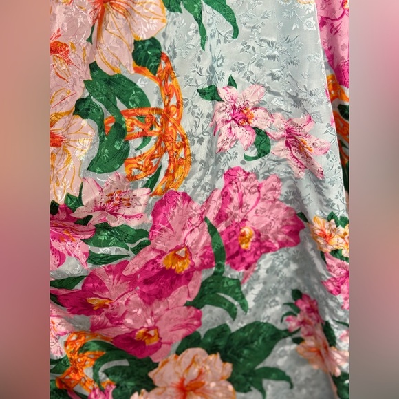 Sante Caftan Kaftan Dress One Size Tropical Floral Teal Green Paisley. E31 - Picture 9 of 10